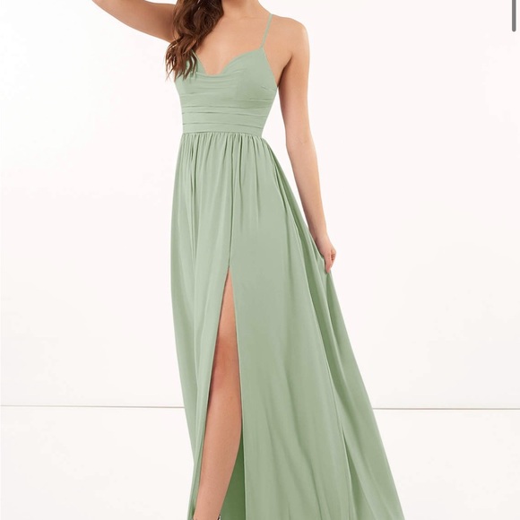 Azazie Dusty Sage Bridesmaid Dress size A8 - Picture 1 of 3